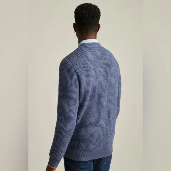 BONOBOS Diamond Stitch Crew Neck Sweater Wool Alpaca Size XS BLUE - Picture 5 of 9